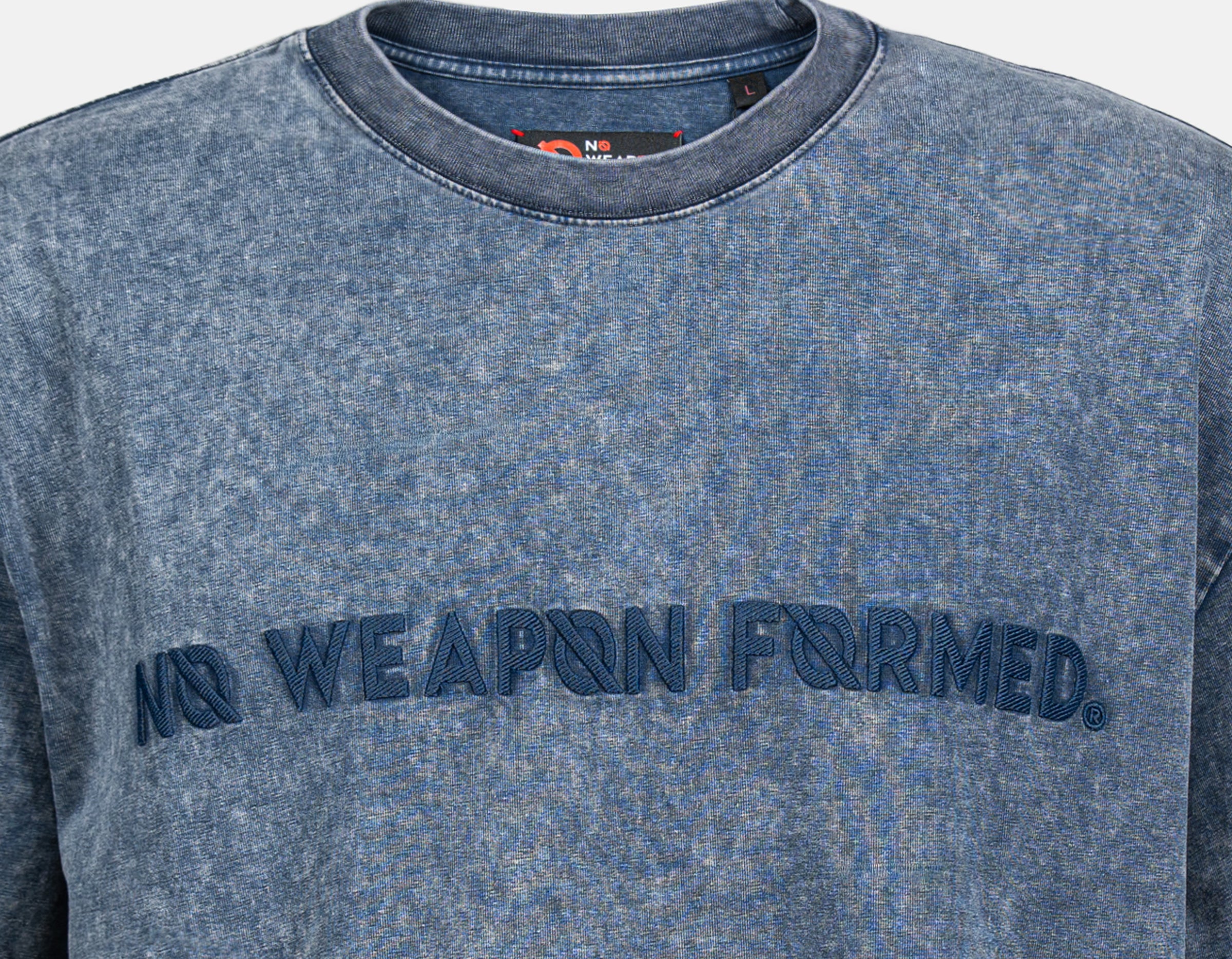 Washed Embroidered Logo Over Size Tee – No Weapon Formed Collection