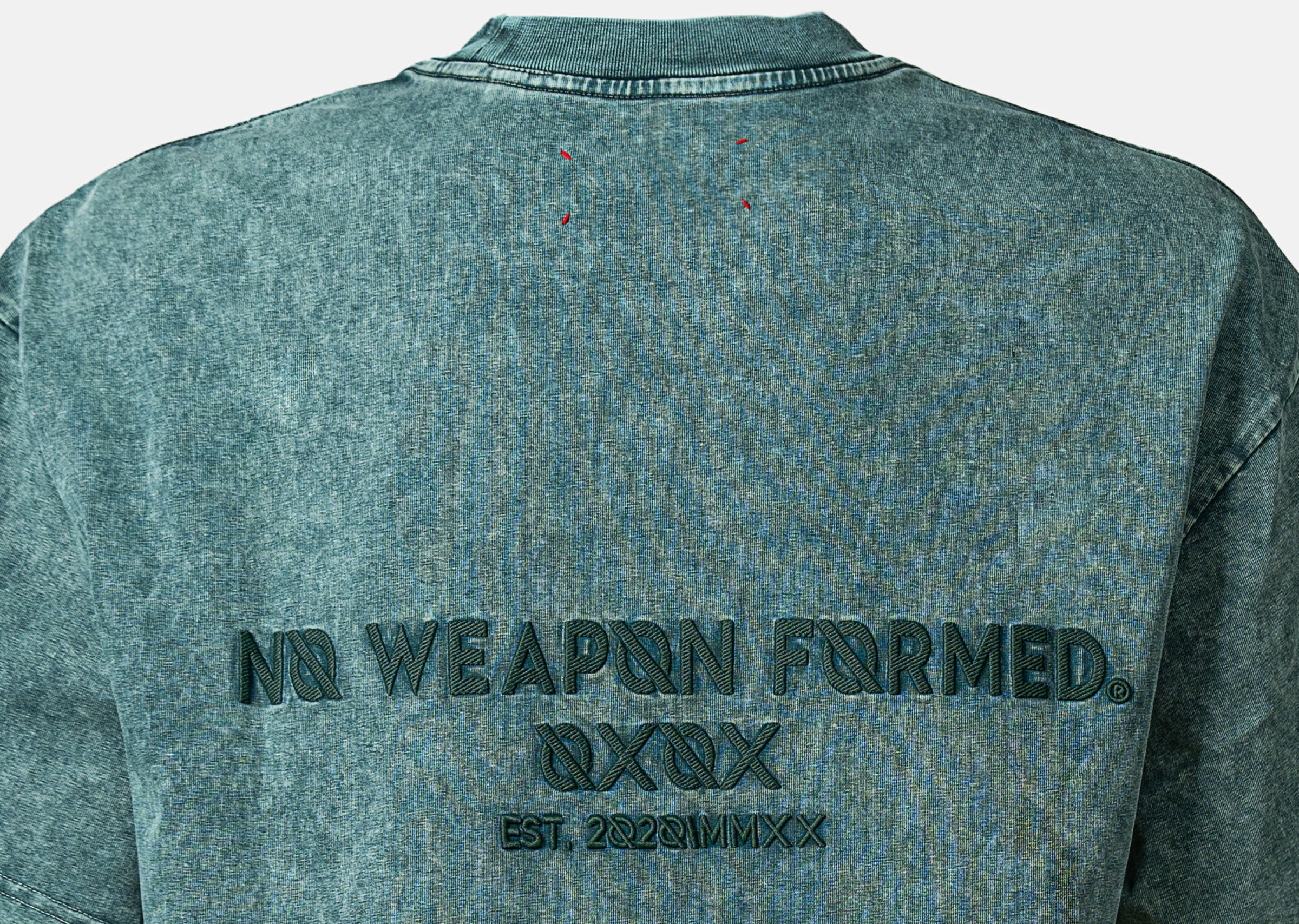 Washed Embroidered Logo Over Size Tee – No Weapon Formed Collection