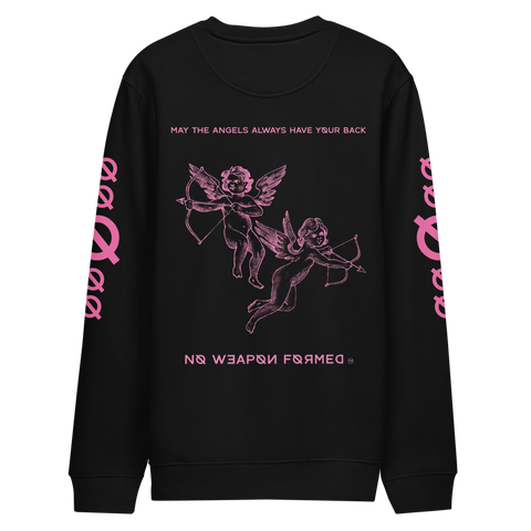NO WEAPON FORMED 'ANGELS GOT YOUR BACK' PINK - Unisex eco sweatshirt
