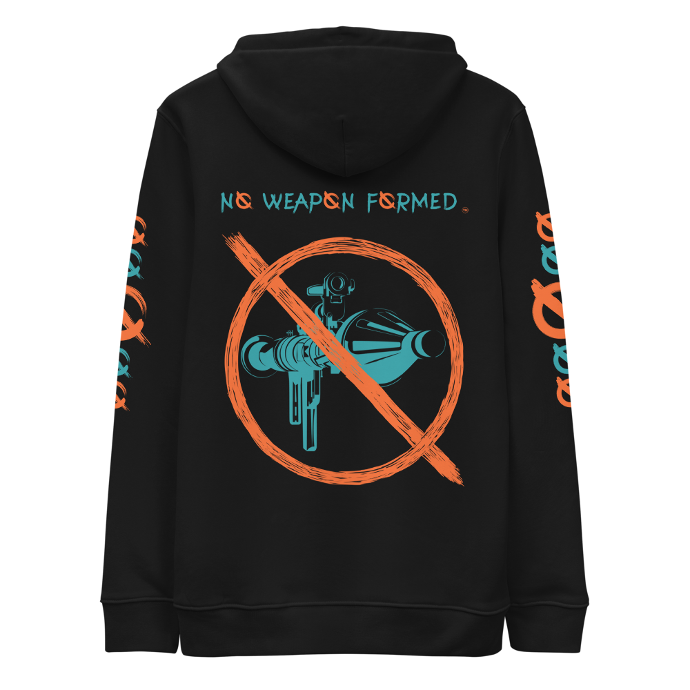 NO WEAPON FORMED GRENADE LAUNCHER ORANGE/GREEN - Unisex essential eco hoodie black back