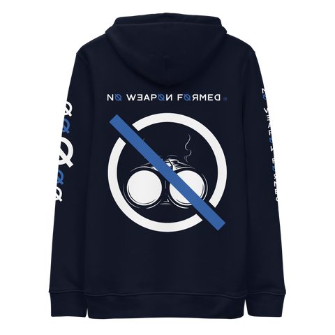 NO WEAPON FORM "SHOTGUN" BLACK/BLUE - Unisex essential eco hoodie navy back