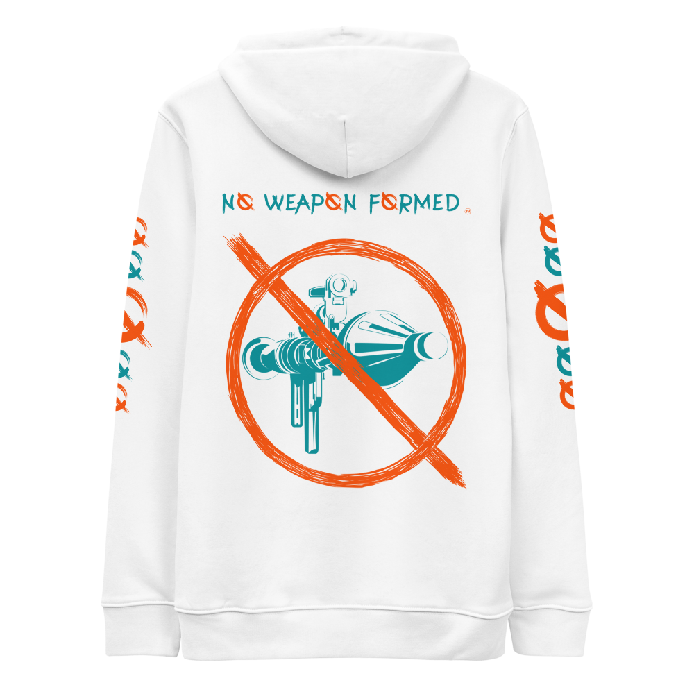 NO WEAPON FORMED GRENADE LAUNCHER ORANGE/GREEN - Unisex essential eco hoodie white back