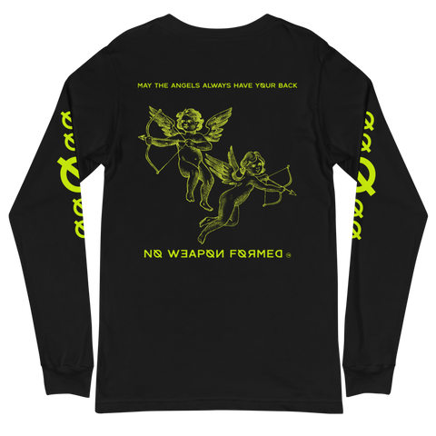 NO WEAPON FORMED 'ANGELS GOT YOUR BACK' NEON GREEN - Unisex Long Sleeve Tee