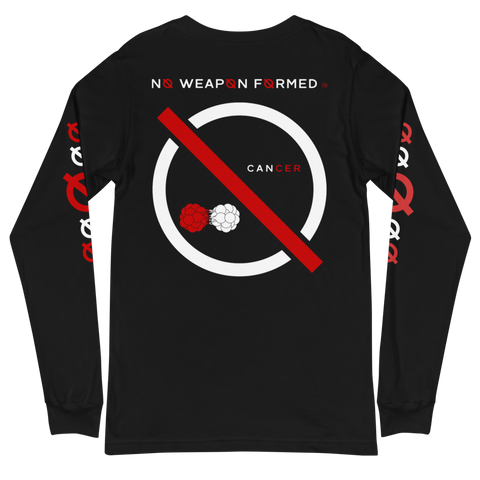 NO WEAPON FORMED 'CANCER' BLACK/WHITE/RED - Unisex Long Sleeve Tee