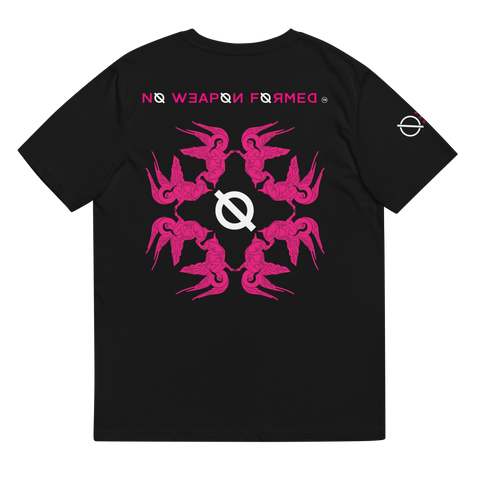 NO WEAPON FORMED "SURROUNDED BY ANGELS" PINK/WHITE/BLACK - Unisex organic cotton t-shirt