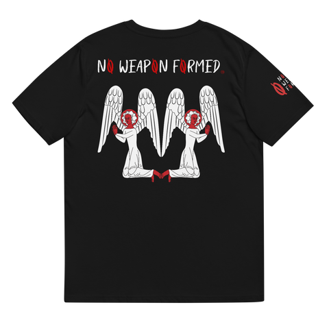 NO WEAPON FORMED "PRAYING ANGELS" RED/WHITE - Unisex organic cotton t-shirt