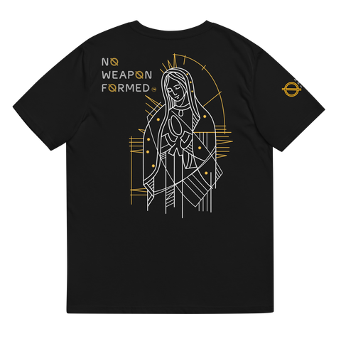 NO WEAPON FORMED "LADY OF GUADALUPE" BLACK/YELLOW - Unisex organic cotton t-shirt