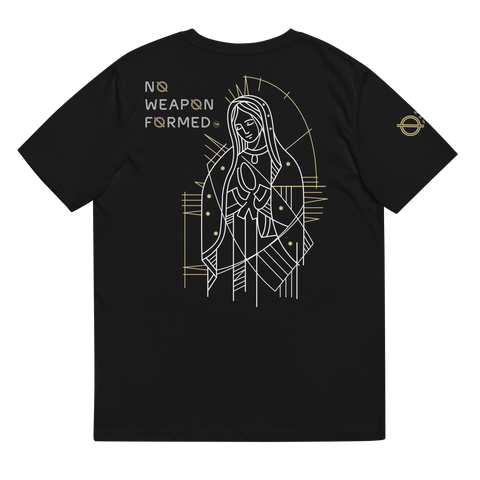 NO WEAPON FORMED "LADY OF GUADALUPE" BLACK/GOLD - Unisex organic cotton t-shirt