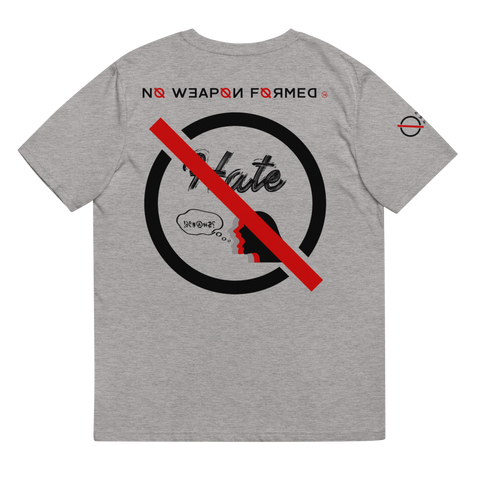 NO WEAPON FORMED 'HATE' WHITE/RED/BLACK - Unisex organic cotton t-shirt