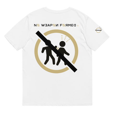 NO WEAPON FORMED 'BACKSTABBERS' GOLD/BLACK/WHITE - Unisex organic cotton t-shirt