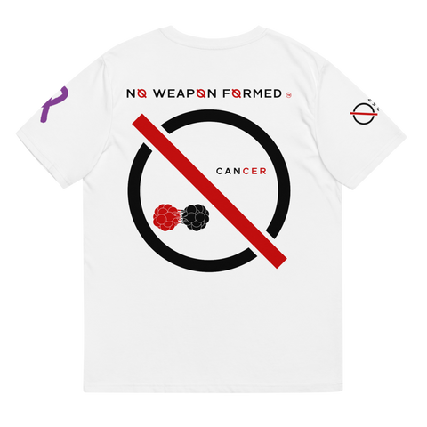 NO WEAPON FORMED 'CANCER' BLACK/WHITE/RED - Unisex organic cotton t-shirt