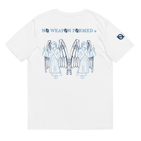 NO WEAPON FORMED "CONTOURED ANGEL" BABY BLUE/NAVY - Unisex organic cotton t-shirt
