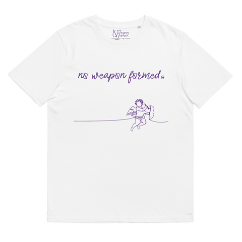 NO WEAPON FORMED "BOW & ARROW ANGELS" PURPLE - Unisex organic cotton t-shirt
