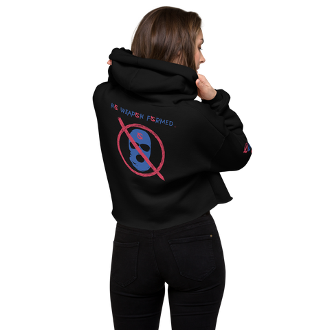 NO WEAPON FORMED 'ROBBER/OPPS' BLUE/RED - Women's Crop Hoodie