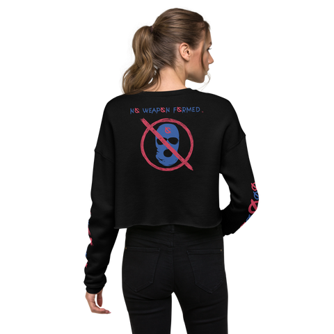 NO WEAPON FORMED 'ROBBER/OPPS' BLUE/RED - Women's Crop Sweatshirt