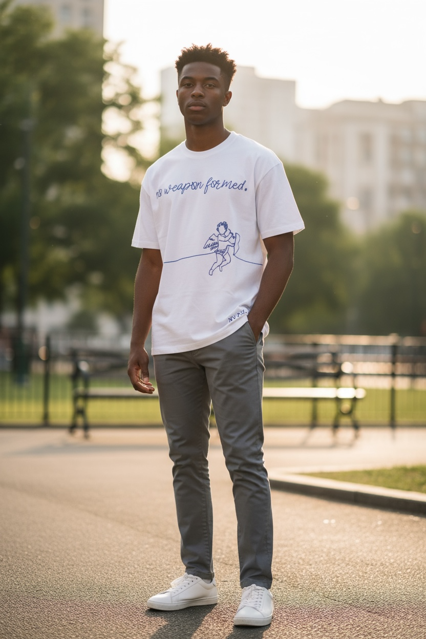 Embroidered String Angel Oversized Tee – No Weapon Formed Collection