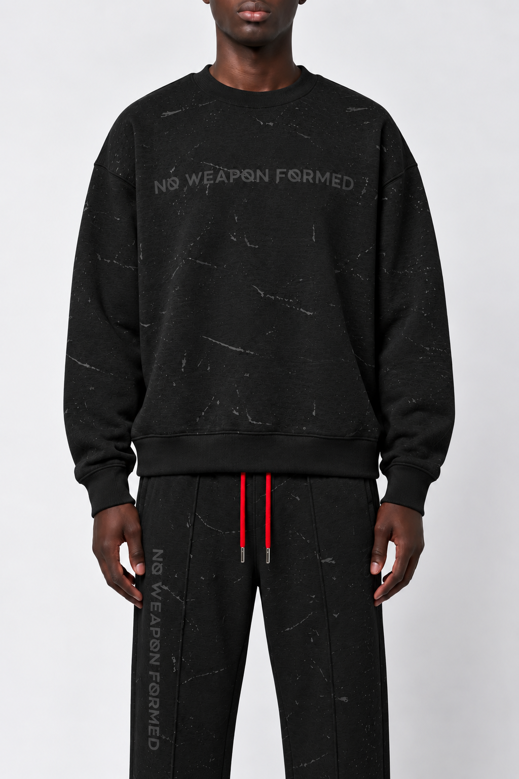 BLACK LASER ETCHED NO WEAPON FORMED® SWEAT SUIT