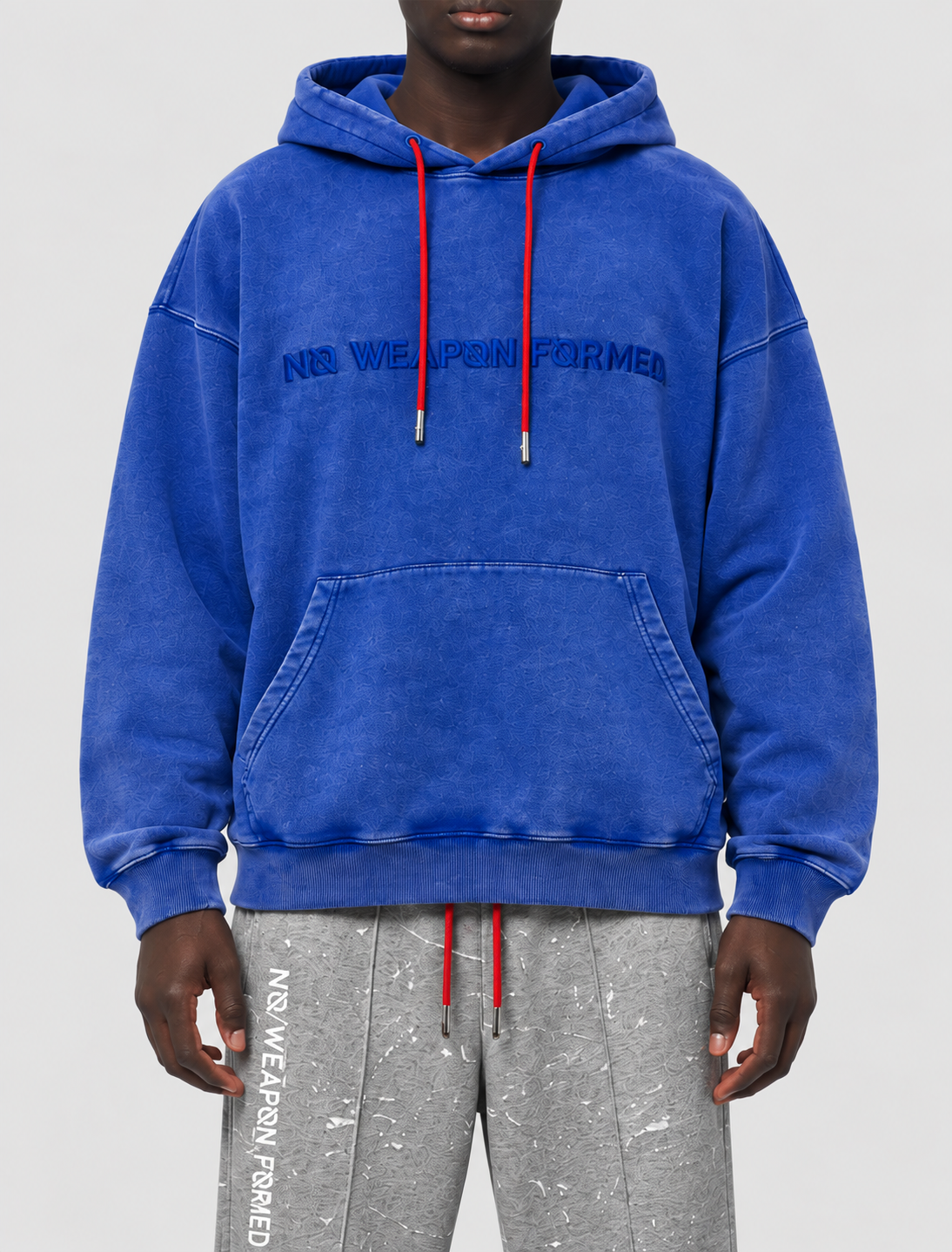 Blue Embroidered NO WEAPON FORMED® Logo Washed Hoodie