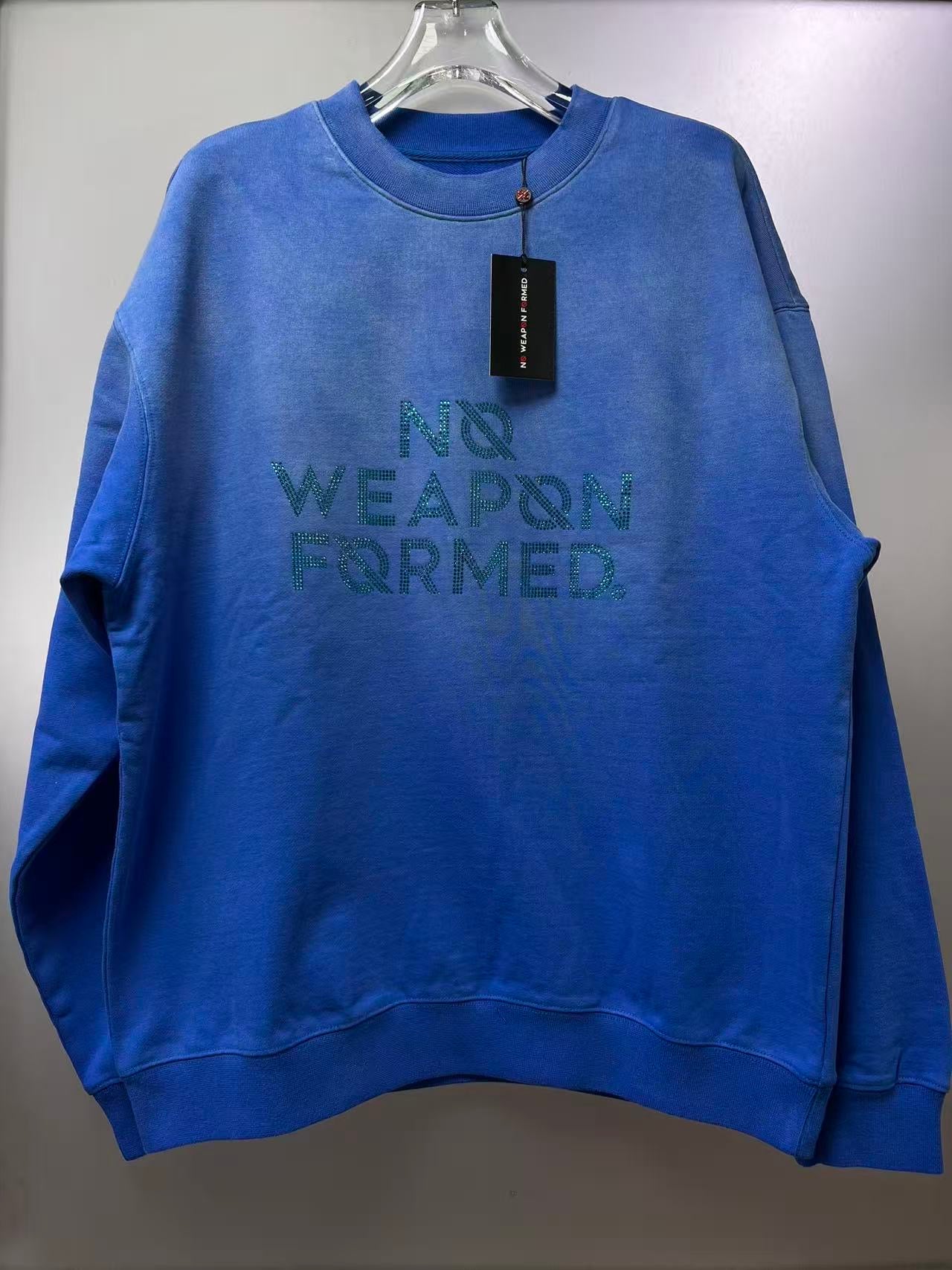 NO WEAPON FORMED® RHINESTONE LOGO SWEATSHIRT - BLUE FRONT