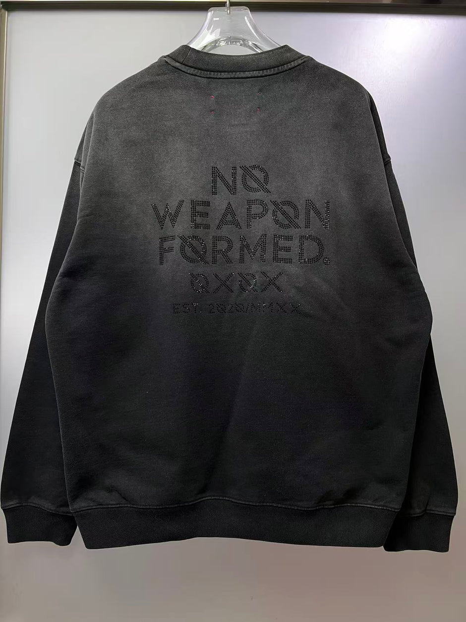 NO WEAPON FORMED® RHINESTONE LOGO SWEATSHIRT - BLACK BACK