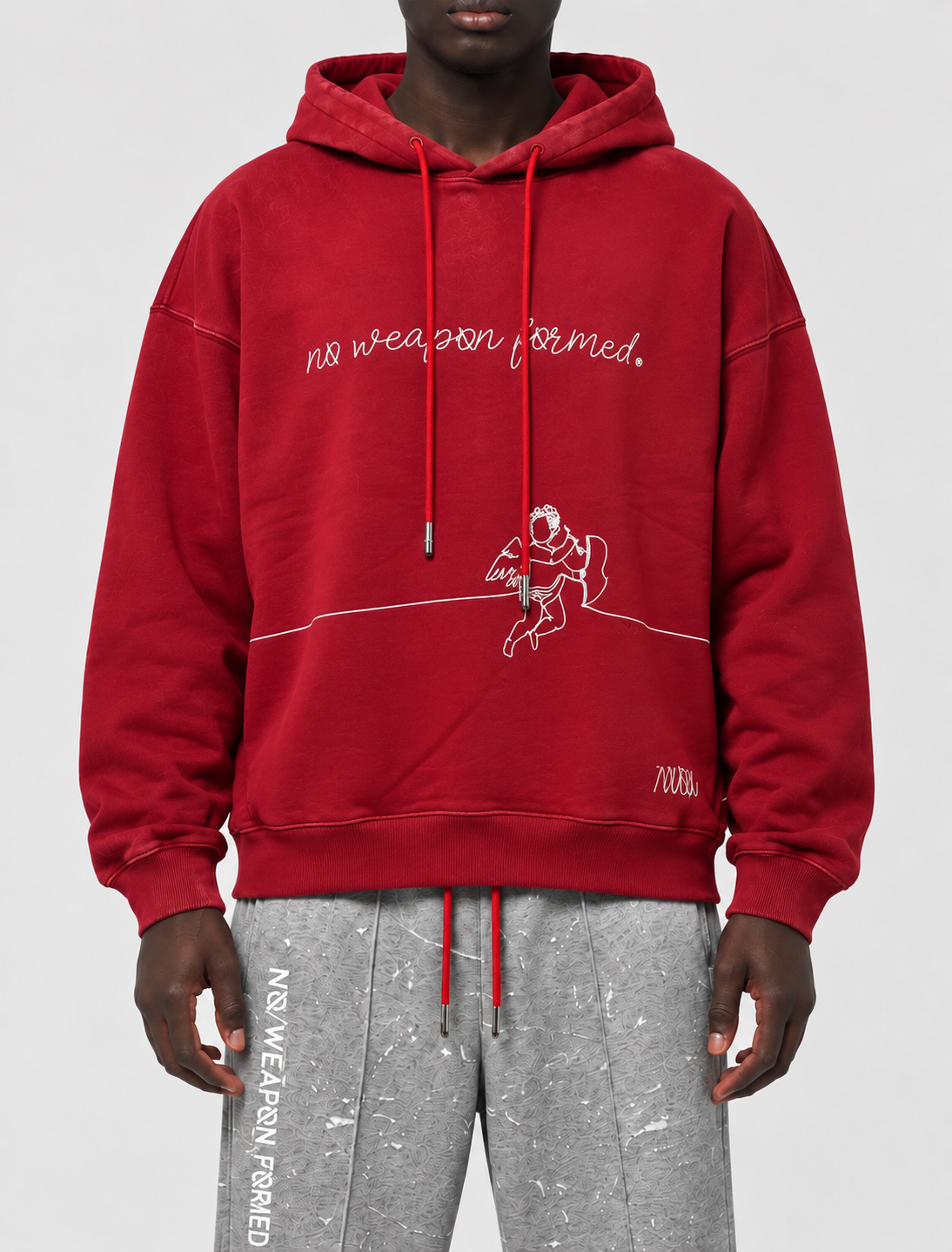 RED EMBROIDERED STRING ANGEL HOODIE - SCRIPTED ANGEL COLLECTION