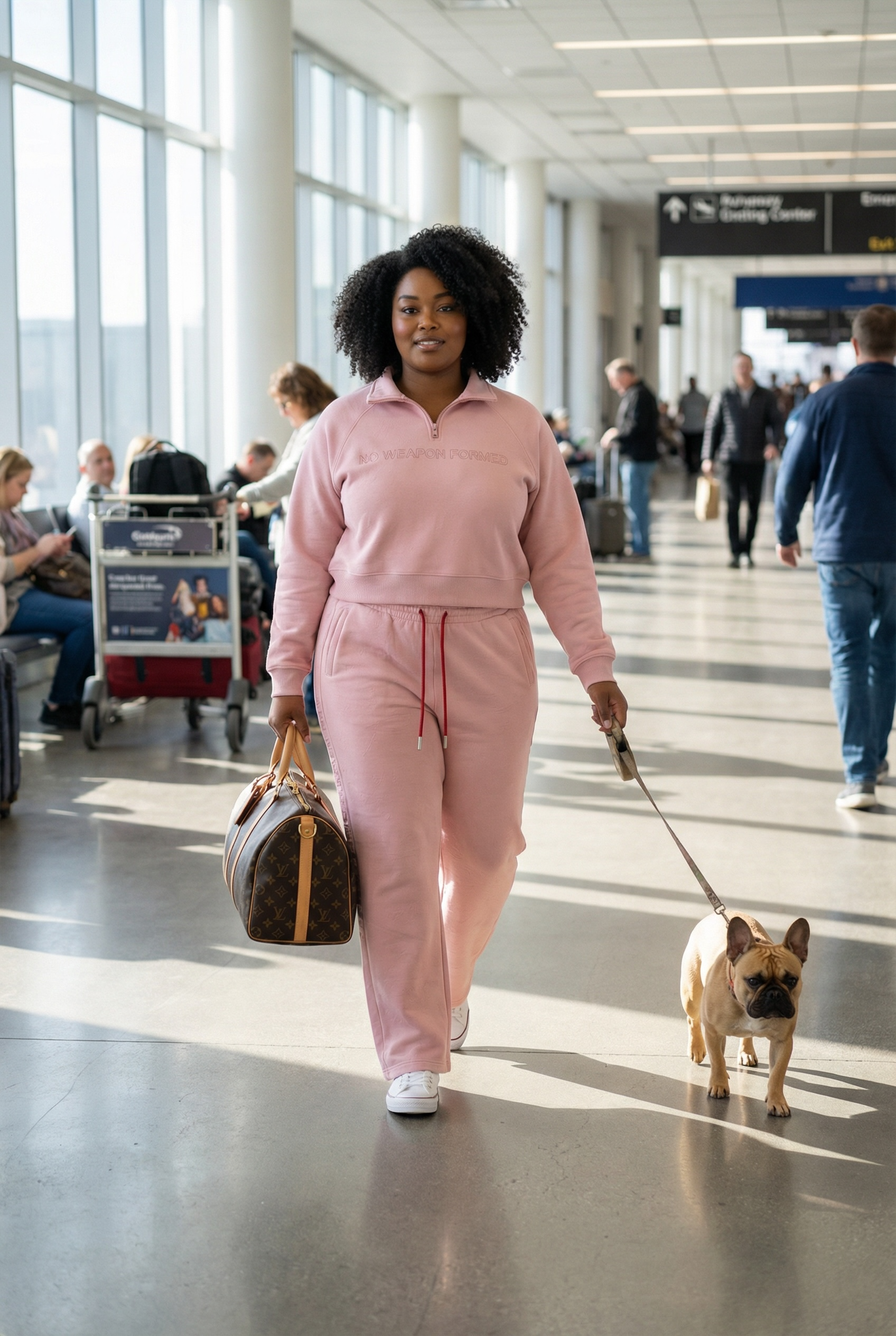 NO WEAPON FORMED®  WOMENS LASER ETCHED & RHINESTONE PINK SWEAT SUIT