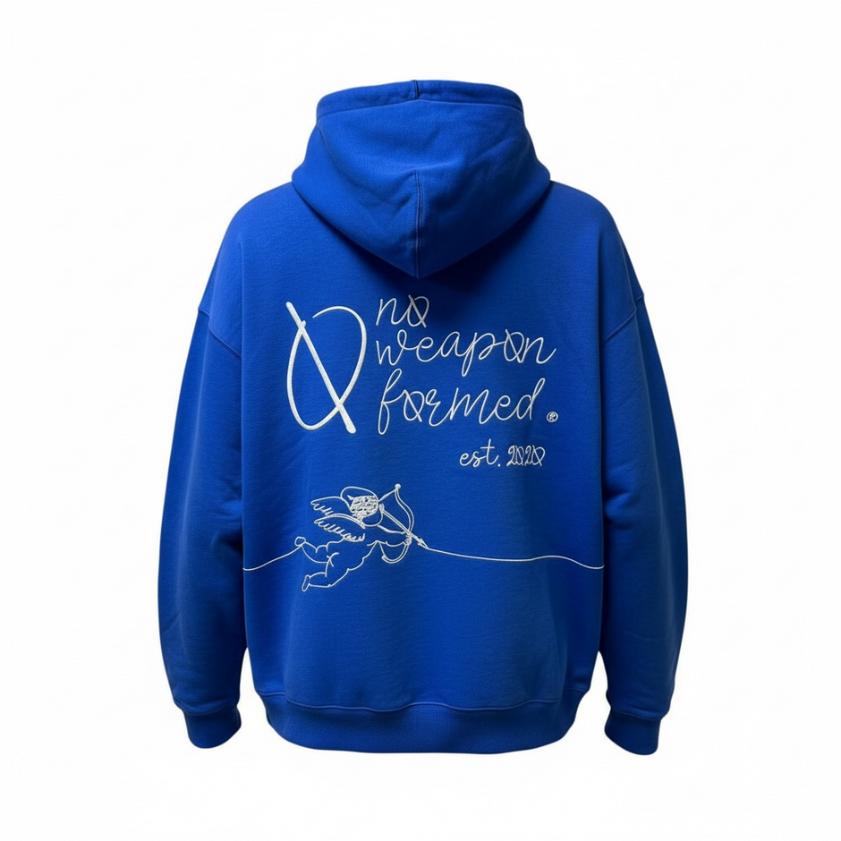 Scripted Blue E BLUE EMBROIDERED STRING ANGEL HOODIE - SCRIPTED ANGEL COLLECTION (Copy