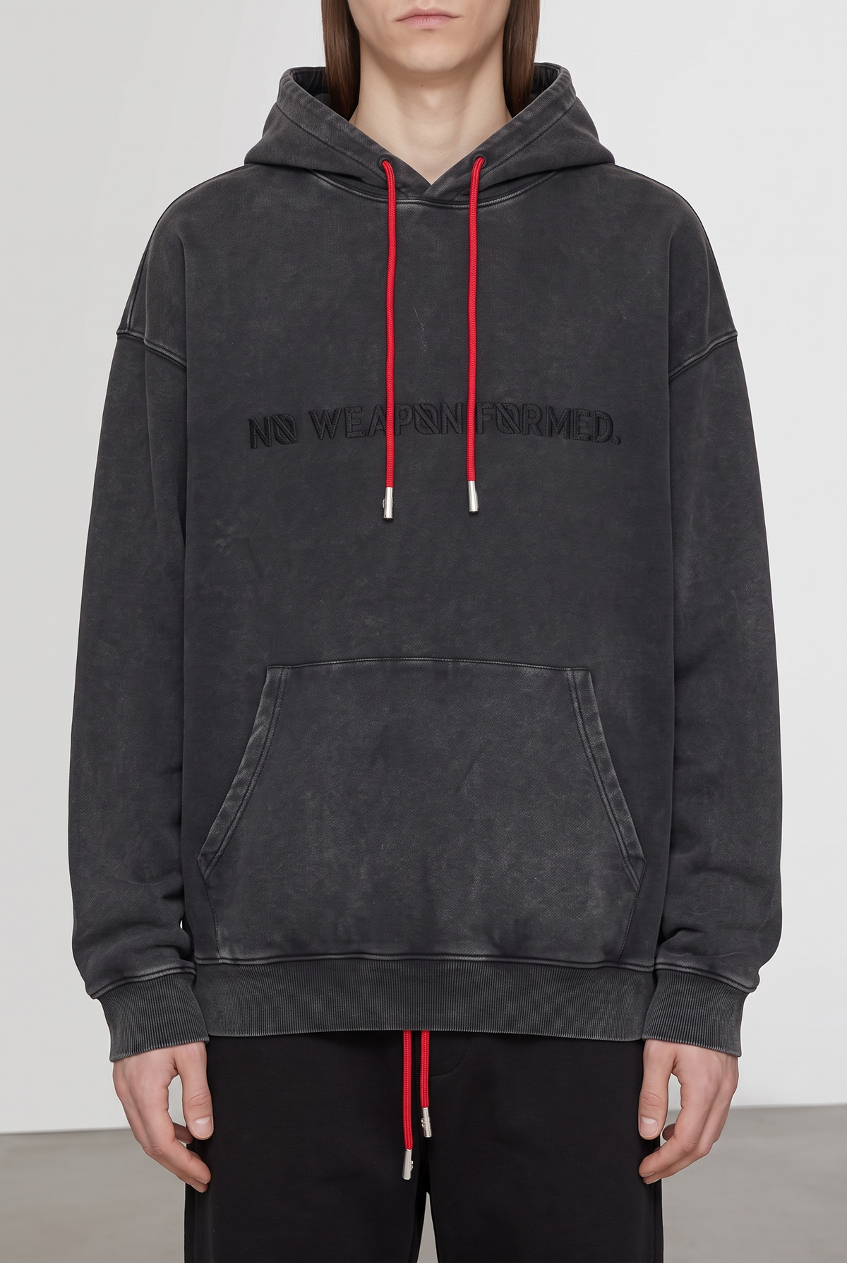 Black NO WEAPON FORMED® Embroidered Logo Washed Hoodie