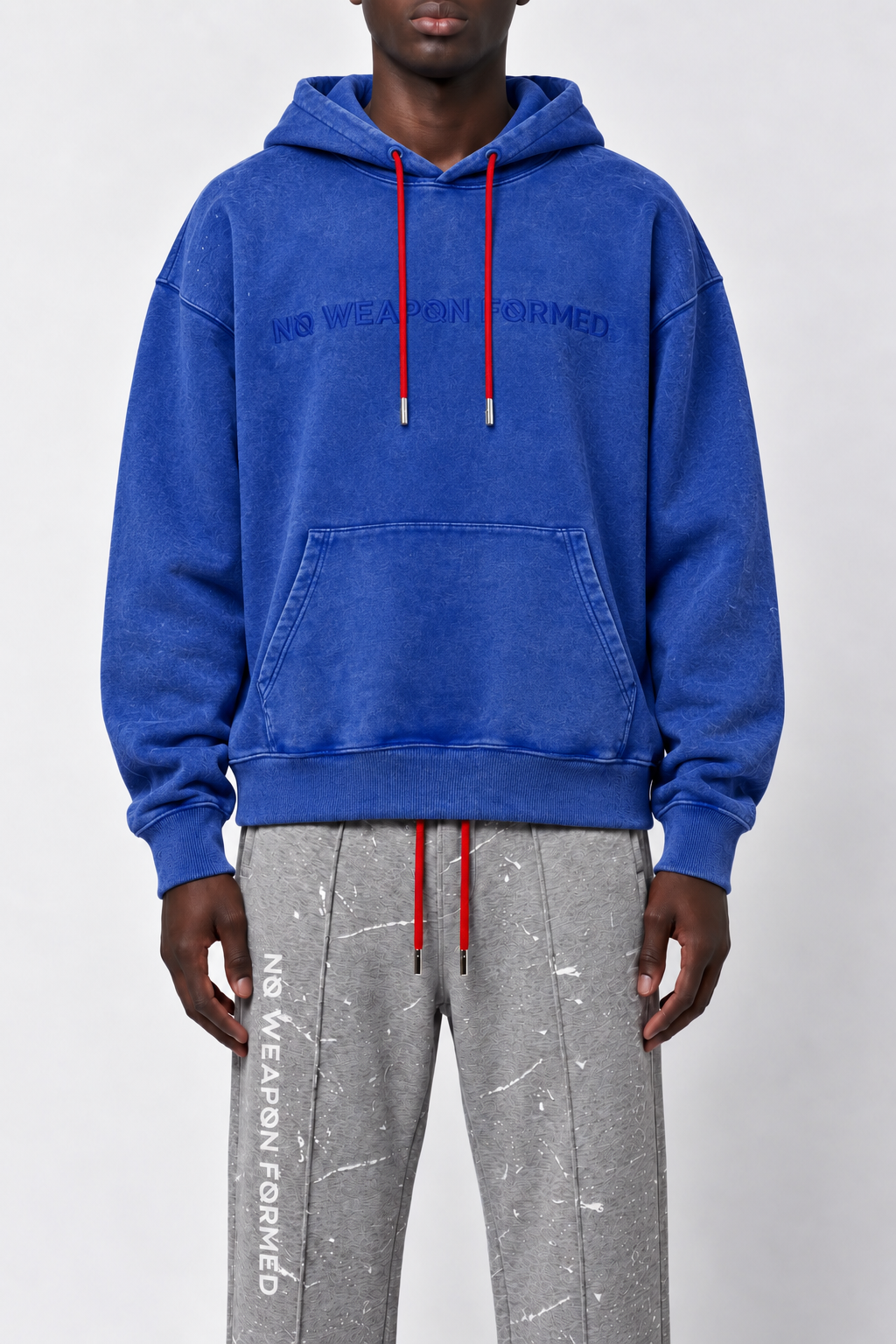Blue Embroidered NO WEAPON FORMED® Logo Washed Hoodie
