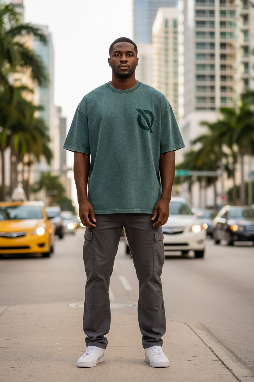 Washed Printed Logo Over Size Tee – No Weapon Formed Collection