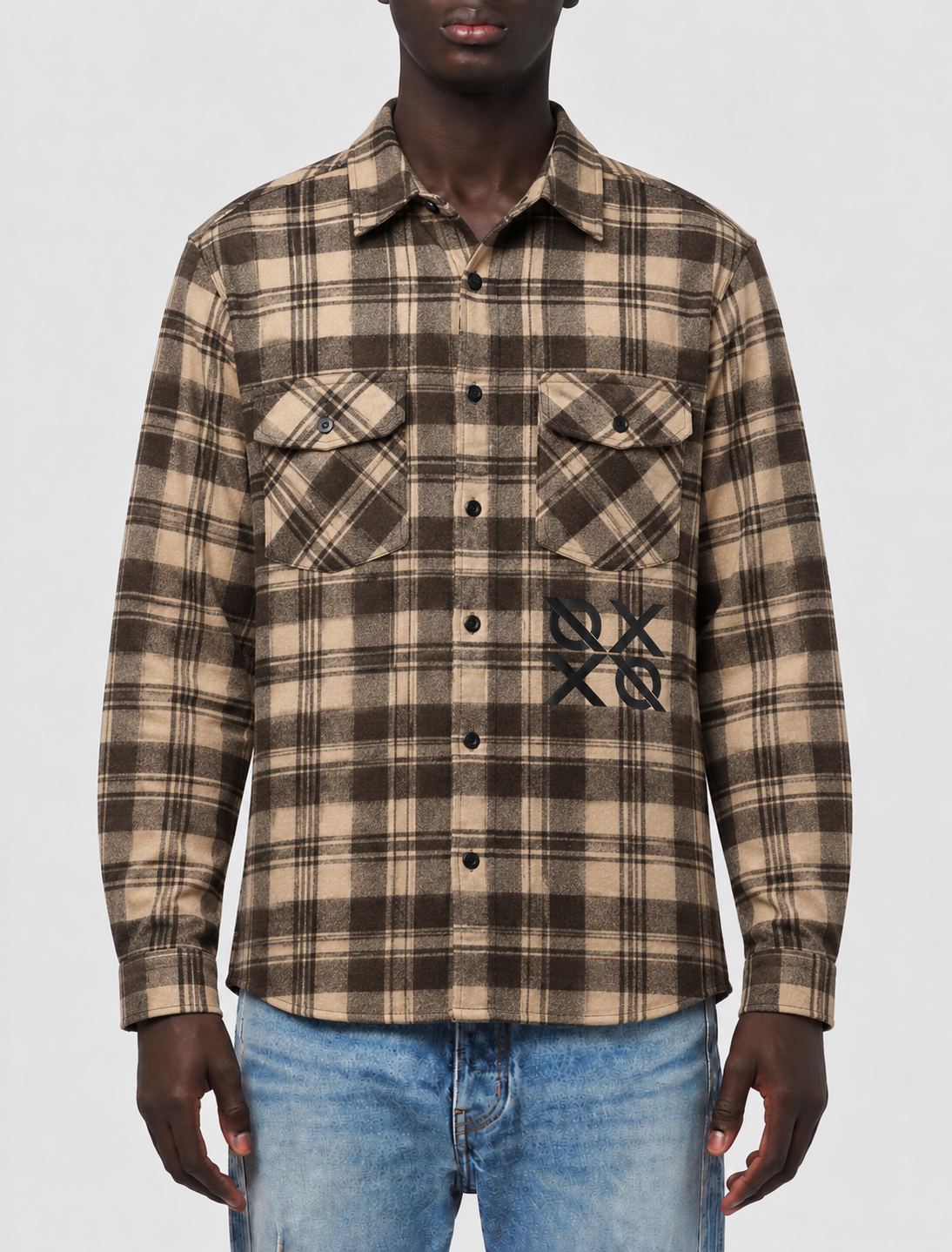 Tan & Brown No Weapon Formed Heavy Brushed Flannel Shirt/Jacket