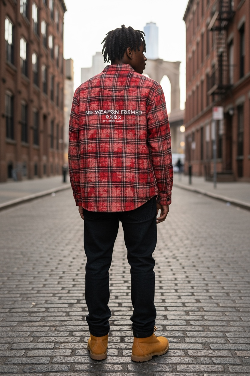 3M REFLECTIVE DISTRESSED & FROST WASHED FLANNEL — NO WEAPON FORMED®