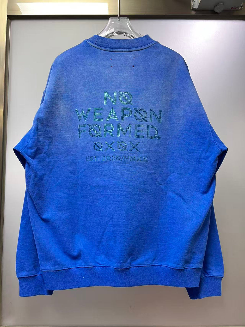 NO WEAPON FORMED® RHINESTONE LOGO SWEATSHIRT - BLUE BACK
