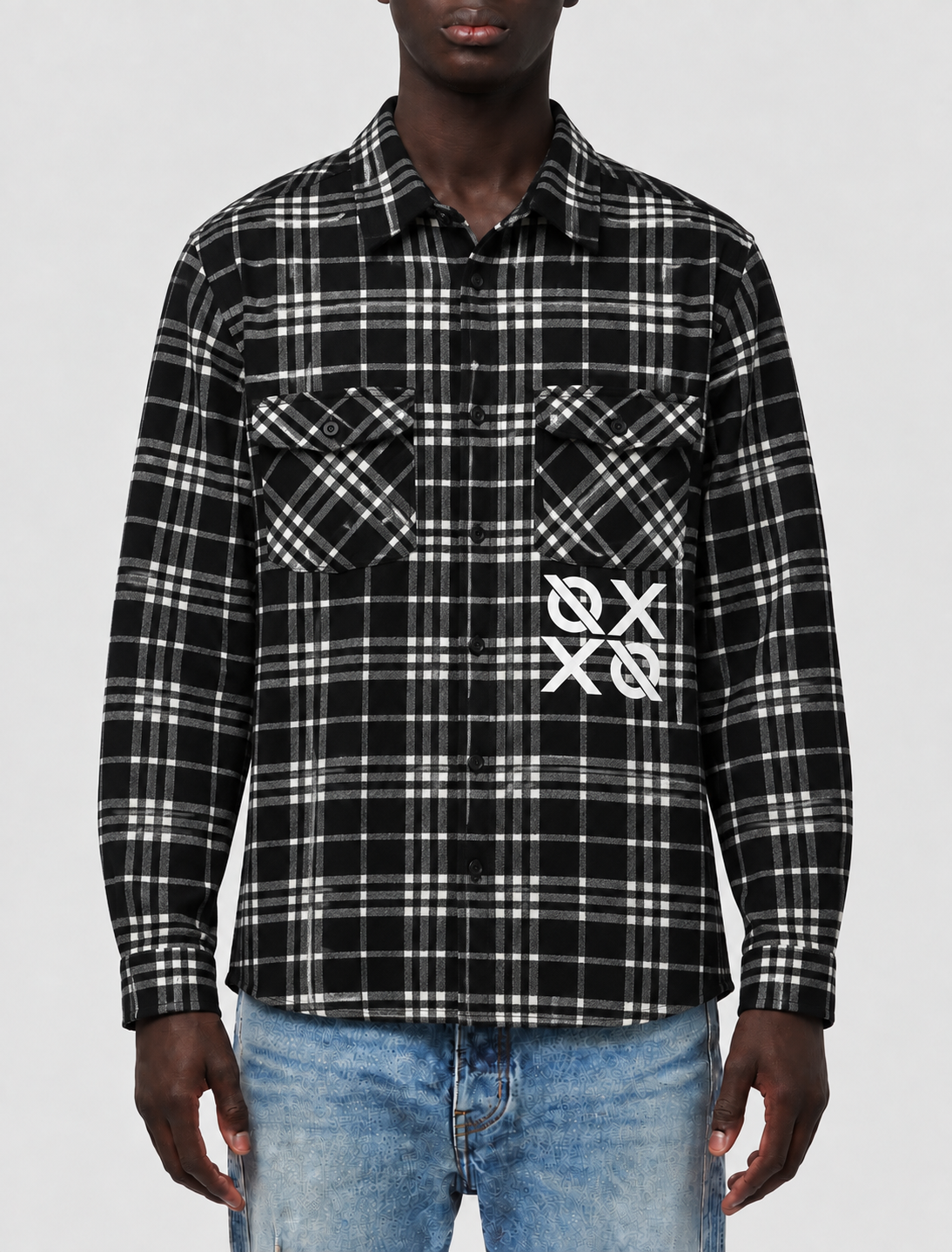 Black & White No Weapon Formed Heavy Brushed Flannel Shirt/Jacket