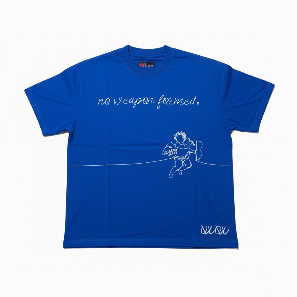 BLUE STRING ANGEL NO WEAPON FORMED T SHIRT