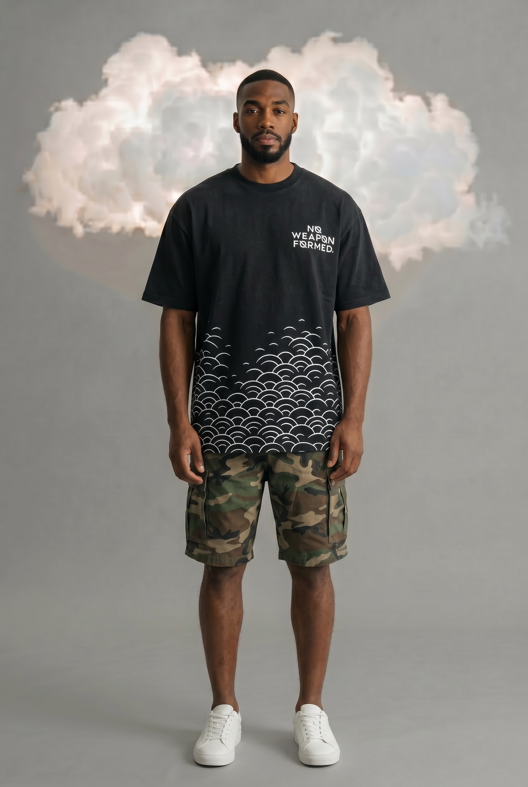 Cloudy Black T Shirt - No Weapon Formed®