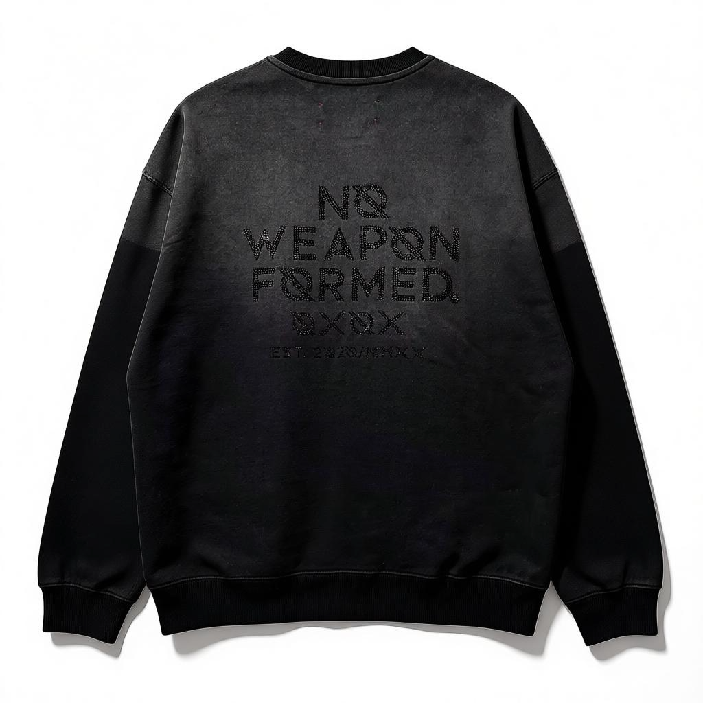 NO WEAPON FORMED® RHINESTONE LOGO SWEATSHIRT - BACK