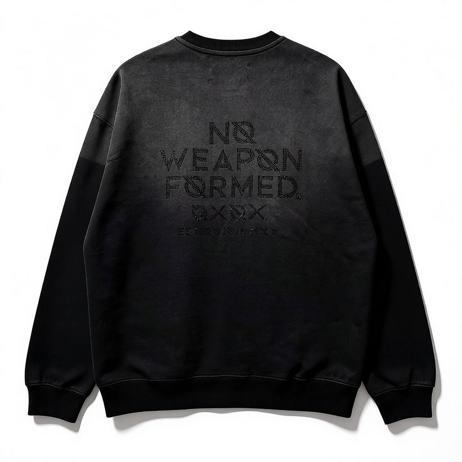 NO WEAPON FORMED® RHINESTONE LOGO SWEATSHIRT - BACK