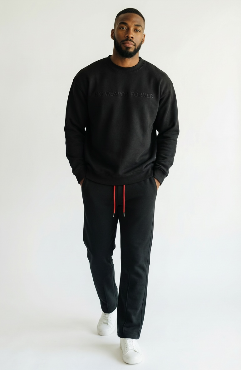 NO WEAPON FORMED® LASER ETCHED BLACK SWEAT SUIT