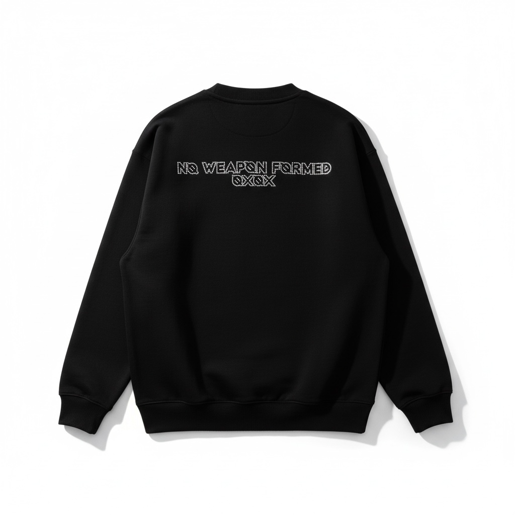 NO WEAPON FORMED® LASER ETCHED BLACK SWEAT SUIT / RHINESTONE SWEATSHIRT