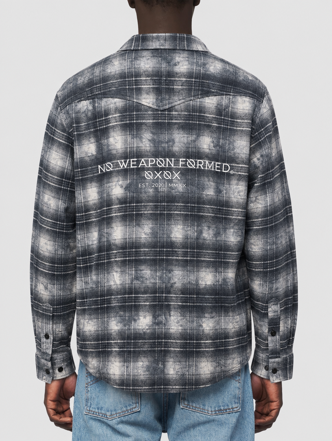 Navy 3M REFLECTIVE DISTRESSED & FROST WASHED FLANNEL — NO WEAPON FORMED®