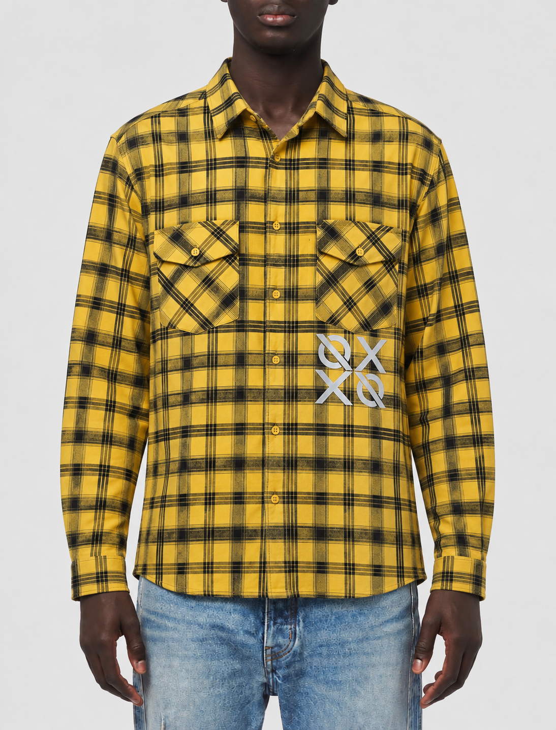 Yellow 3M REFLECTIVE DISTRESSED & FROST WASHED FLANNEL — NO WEAPON FORMED®