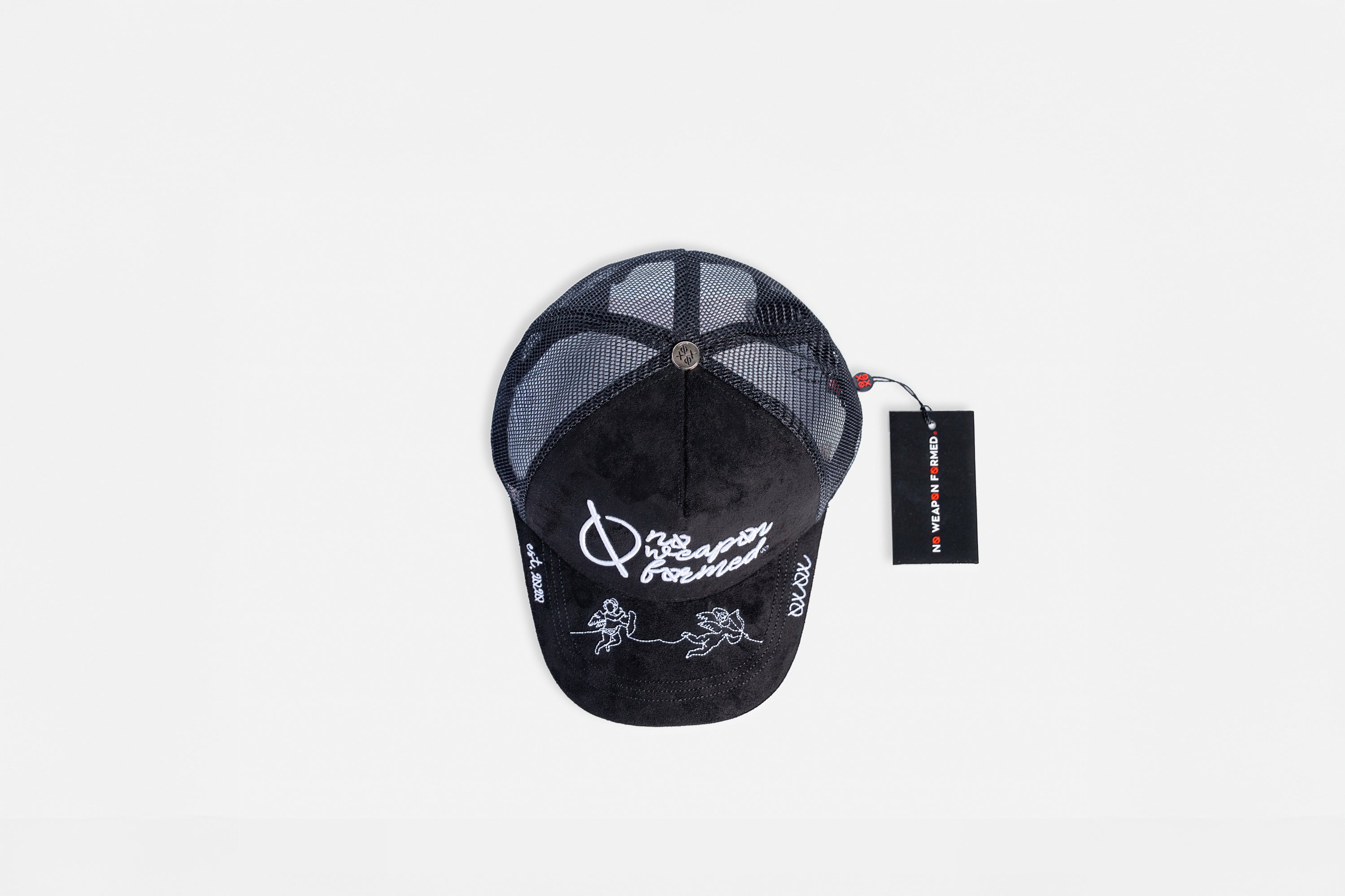Black Suede String Angel Trucker Snapback – No Weapon Formed Collection