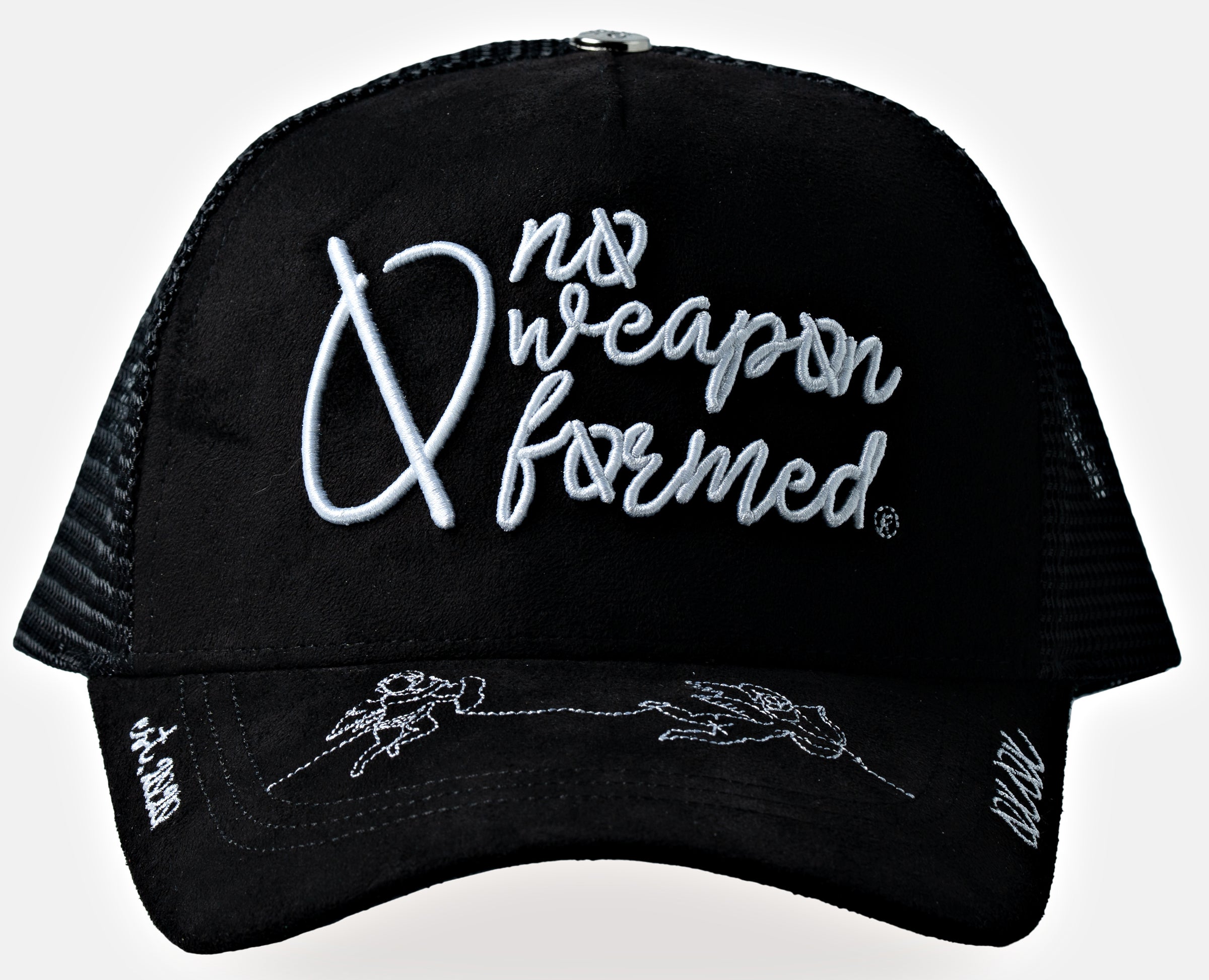 Black Suede String Angel Trucker Snapback – No Weapon Formed Collection