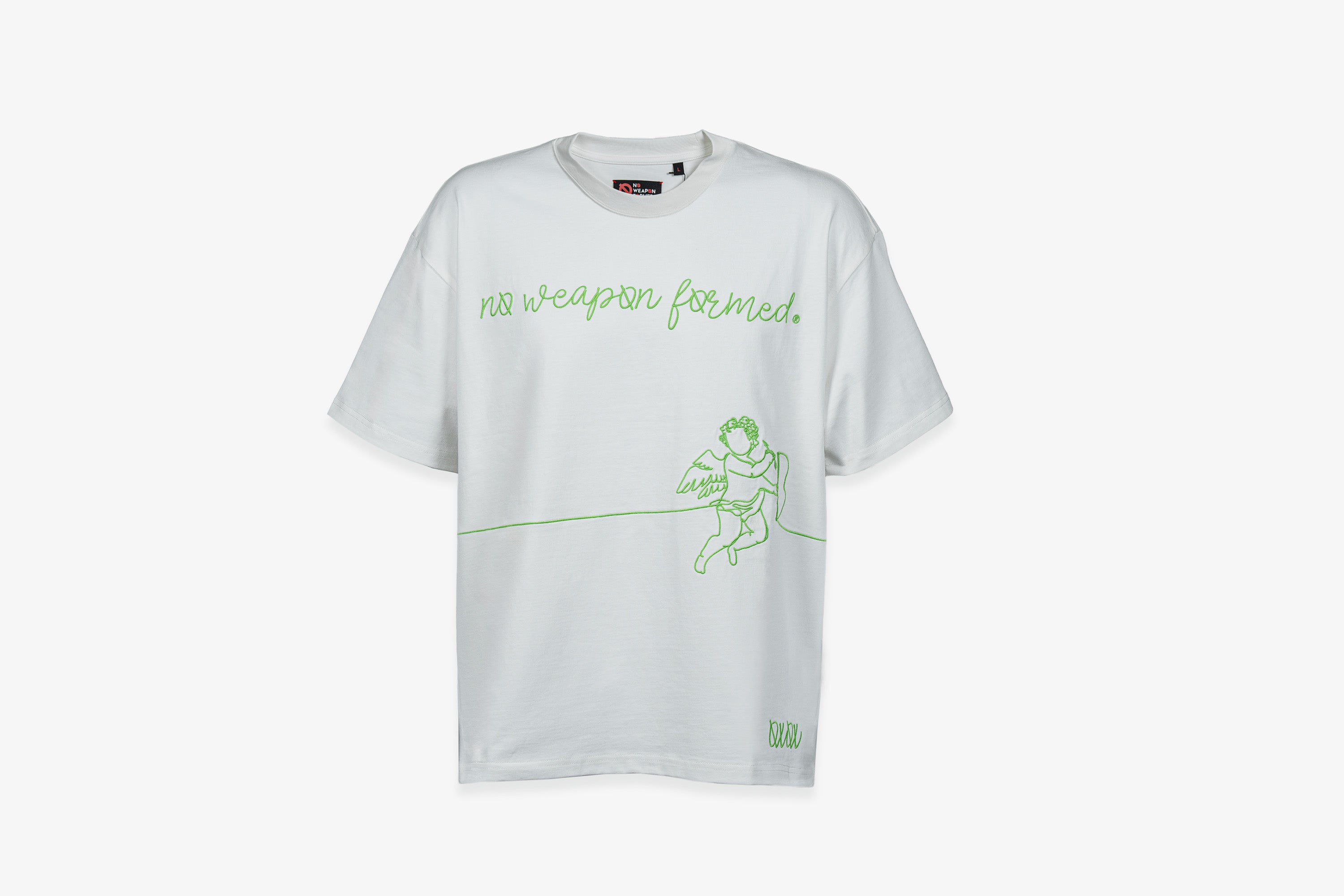 Embroidered String Angel Oversized Tee – No Weapon Formed Collection