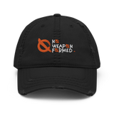 NO WEAPON FORMED ORANGE/WHITE LOGO - Distressed Dad Hat