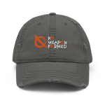 NO WEAPON FORMED ORANGE/WHITE LOGO - Distressed Dad Hat