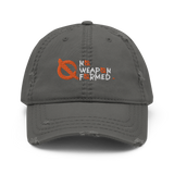 NO WEAPON FORMED ORANGE/WHITE LOGO - Distressed Dad Hat