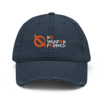 NO WEAPON FORMED ORANGE/WHITE LOGO - Distressed Dad Hat