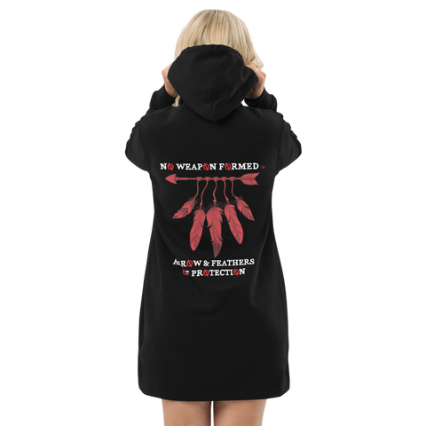 NO WEAPON FORMED 'ARROW & FEATHERS OF PROTECTION' BLACK/WHITE/RED - Women's Hoodie dress